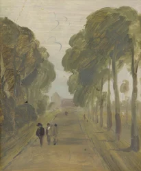Allee von Bäumen mit Figuren, zuvor J.M.W. Turner (1775-1851) zugeschrieben und auch Peter de Wint (1784-1849) zugeschrieben, 1805-10 (Öl auf Papier)